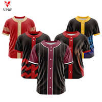 Chemise de baseball au design original T-shirt à col en V en polyester imprimé numériquement Logo personnalisé Nom Maillot de baseball pour jeunes ZB3944