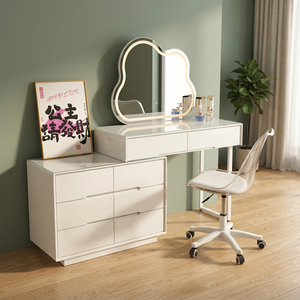 Modern Makeup <b>Vanity</b> <b>Table</b> With Cloud <b>Mirror</b> Storage Desk White Color For Bedroom Furniture - Product Image 3
