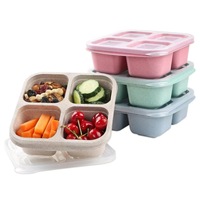 Boîte à collation ARMADA à 4 compartiments en plastique, étanche, avec couvercles indépendants scellés, pour bonbons, pâtisseries, style nordique pour étudiants