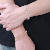 OUGEPHELI Bracelet Tennis de Luxe en Argent 925 avec Moissanite Marquise sertie clos, Double Chaîne, Fermoir Mousqueton et Extension