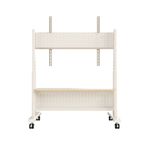 32-90 inch phổ phẳng bảng điều chỉnh cán <span class=keywords><strong>TV</strong></span> đứng tầng đứng <span class=keywords><strong>TV</strong></span> di động giỏ hàng với chiều cao có thể điều chỉnh núi & khay gỗ - Product Image 3