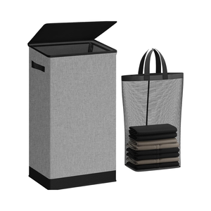 100L lớn cao ráp giặt cản trở dễ dàng mang theo nắp có thể tháo rời quần áo màu xám cản trở Túi phòng ngủ phòng tắm ký túc xá đại học - Product Image 2