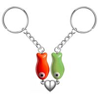 Porte-clés Pendentif en Alliage, Motif Cœur d'Amour et Petit Poisson, Aimant pour Couple, Cadeau Saint-Valentin, Idéal pour l'Export