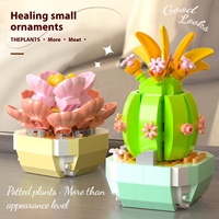 Ensemble de blocs éducatifs DIY en plastique ABS de haute qualité pour la simulation de fleurs et de plantes succulentes en pot, modèle de jouet, bouquet de fleurs et ornements