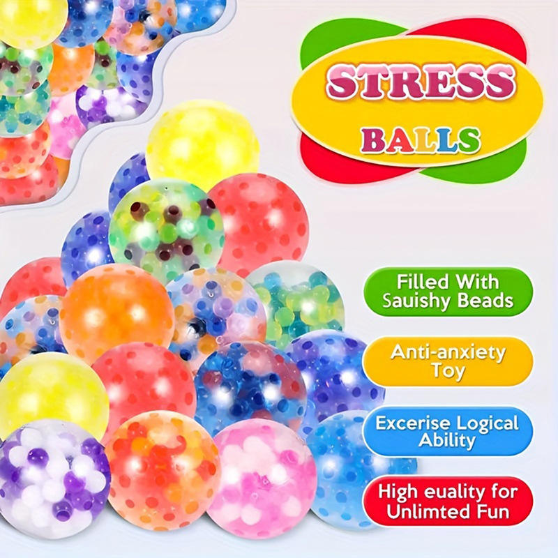 Stress Sticky Balls Fidget Toys Squeeze Squishy Sensory Balls Rainbow Stress Ball Stress Relief Toy for Kids and Adults
