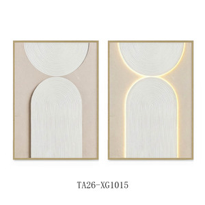 Quadro su Tela Minimalista Geometrico con LED, Arte Moderna per Soggiorno, Grande Dipinto da Appendere - Product Image 3