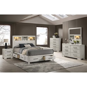 Comodino Moderno Stile Fattoria con Gambe Quadrate e Maniglie Eleganti, Bianco Anticato, Arredamento Camera da Letto - Product Image 4