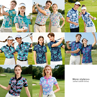 GEEDA Sportkleding Aanpasbare Golfkleding Unisex Blauwe Tropische Polo Zonnebescherming Kreukvrij Zacht Aanvoelende Golf Poloshirts