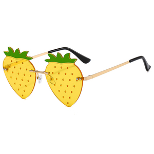 2022 New Gold Frameless Strawberry Sunglasses Female Fashion Gradient Lens <strong>Party</strong> <strong>Glasses</strong> - Product Image 5
