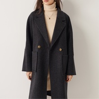Manteau en cachemire pur, fabricant de manteaux de luxe haut de gamme, manteau d'hiver en laine noir pour femmes, manteau en laine pour dames, vente chaude