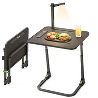Großer, höhenverstellbarer TV-Tisch mit Neigungsfunktion zum Essen, Arbeiten, Schreiben, Zeichnen, Liegetisch, Couch-Schreibtisch mit LED-Licht und Getränkehalter