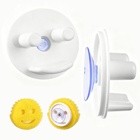 Support d'éponge pour évier, organisateur de cuisine à ventouse sans perçage, égouttoir pour éponges Smiley et tampons à récurer