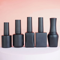 En stock – Flacons en verre pour vernis à ongles en gel 12 ml/15 ml – Blanc mat/noir – Formes carrée et ronde – Bouchon à pinceau – Sérigraphie givrée