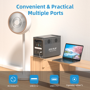 Ecoplay 1800 Wát Trạm điện cầm tay với 1536wh LiFePO4 pin, công suất lớn năng lượng mặt trời Máy phát điện với 4000 + Phí chu kỳ - Product Image 6