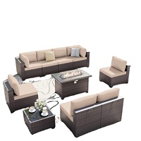 Mobilier d'extérieur canapé de jardin Ensemble de table en osier multifonctionnel pour foyer d'extérieur Ensemble de meubles de patio