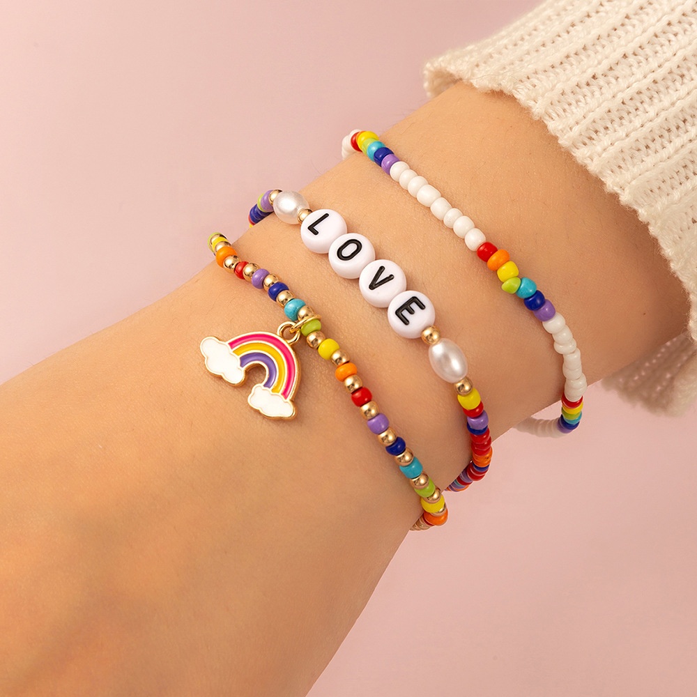 4 pezzi Set di braccialetti boho con perline per donna - Fatto a