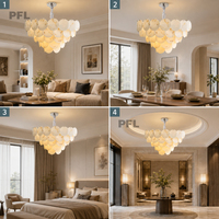Lustre suspendu minimaliste italien en résine, crème, à 3/4/5 couches de disques, avec chaîne réglable, douille E14, pour intérieur