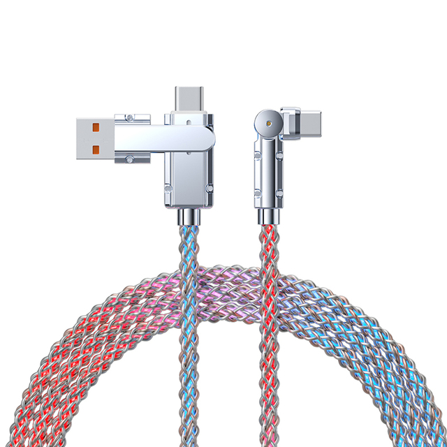 60W 2 in 1 Fast Charging Type C USB Cable for Charger Wire Android Cable for Usb C Data Cable with Indicator Light