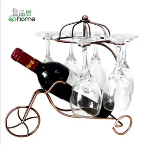 Metal Tricycle Wine Glass Hanger Hold 6 Glasses Bottle Stand Stemware Rack Holder Bracket Bar Kitchen Tabletop Decor Gift Craft