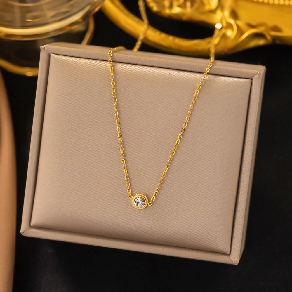Round zircon Stainless Steel necklace