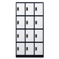 Armoire en acier à 12 portes pour usage domestique, casier de rangement métallique avec tringle de suspension pour chambre à coucher