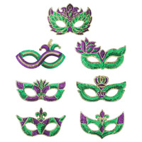 Masque pour les yeux en PVC à paillettes, trois couleurs or, violet, vert, avec motif floral, pour les fêtes de carnaval et de Mardi Gras