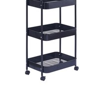 Chariot de rangement mobile moderne à 3 niveaux avec paniers en maille, étagère mobile, chariot utilitaire de cuisine en métal, fin et compact, vente en gros