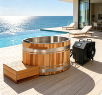 Baignoire de trempage à froid en cèdre rouge avec refroidisseur, en stock, entrepôt Californie USA, refroidissement rapide, bain de glace en bois pour spa à domicile