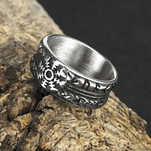 European American Style Men's <b>Titanium</b> Steel <b>Ring</b> Cross Pattern Viking Rune Design Hip Hop Jewelry Gift - Product Image 3