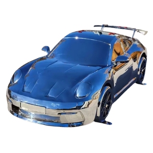 공장 아울렛 맞춤형 실물 크기 스테인레스 스틸 거울 마감 금속 다이 캐스트 실버 모델 자동차 조각 - Product Image 1