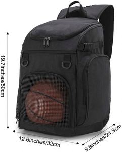 Sac à dos de basketball BSCI, grand sac de sport pour hommes et femmes, personnalisable avec compartiment pour ordinateur portable, idéal pour le football, le volley-ball et la natation - Product Image 2