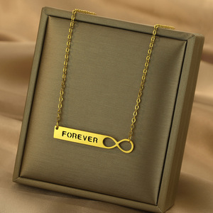 Collana per Coppia con Simbolo dell'Infinito e Numero Otto Portafortuna in Acciaio Inossidabile con Catena in Bambù, Certificazione CE, Regalo di Moda per la Famiglia - Product Image 2