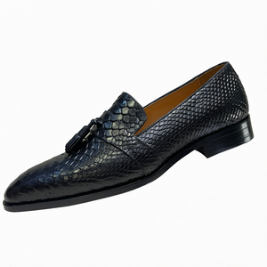 Men's Genuine Leather Tassel Loafers Slip-on Oxford <b>Shoes</b> Pointed Toe Checkered Pattern Large Size 40-47 - Product Image 1