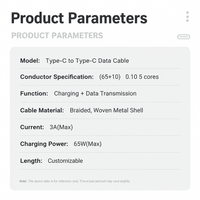 Kabel Pengisian Cepat Dual Type C 65W Universal untuk Ponsel, Kabel Pengisi Daya Cepat, Transfer Data Kecepatan Tinggi, Kabel Sinkronisasi
