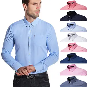 Camisas de manga larga personalizadas para hombre, ropa de negocios ajustada de talla grande Oxford