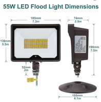 Reflector LED de 55W IP65 de Alta Luminosidad, Ángulo de Haz de 120°, Regulable con Fotocélula, Montaje en Pared para Almacén/Patio/Jardín/Garaje