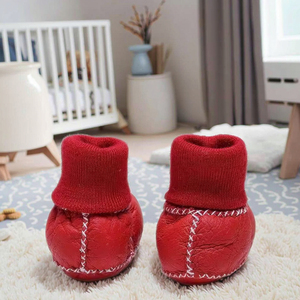Scarpine Invernali Calde in Pelle di Pecora per Neonati, Antiscivolo con Suola Morbida e Fodera in <span class=keywords><strong>Pelliccia</strong></span>, Scarpette per Bambini con Risvolto Lavorato a Maglia per Gattonare - Product Image 3