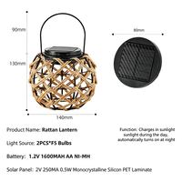 Lanterne solaire suspendue en corde de chanvre bohème, corps en métal + ABS, étanche IP55, décoration de jardin extérieure, finition noire