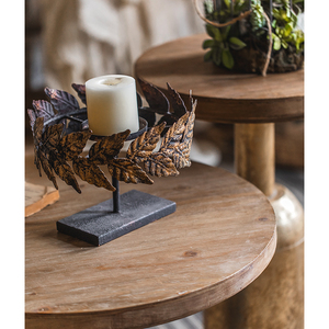 Handmade European Vintage <strong>Rustic</strong> Wooded Coffee <strong>Table</strong> Metal Base Round Retro Dining <strong>Side</strong> <strong>Table</strong> for Living Room - Product Image 3