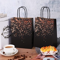 Sacs en papier Kraft noir, pochette personnalisée pour cadeau de fête, Shopping, impression à chaud, cadeau d'anniversaire, vente en gros, unités