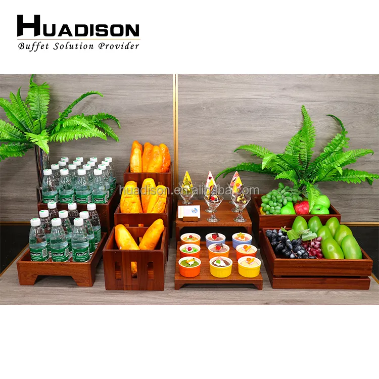 Huadison الطبيعي خشبية متعددة الطبقة كعكة حامل مجموعة الخشب كب كيك المعجنات الخبز الغذاء الوقوف ل معدات بوفية الطعام