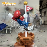 Großhandel Outdoor Cartoon Arbeiter Charakter Lebensgroße Fiberglas Superheld Mario Statue Bunte Handgefertigte Weihnachts- und Halloween-Dekoration