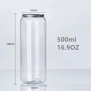 Canette en PET transparente pour boissons gazeuses, 330 ml, 500 ml, avec logo personnalisé, vide, en plastique transparent, avec couvercle facile à ouvrir - Product Image 2