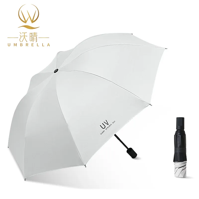 Factory Sky Blue Color 3 Fold 8 Bones Manual Uv Sunlight Umbrella WaterProof Umbrella Free Shipping Parapluie