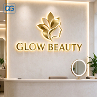 Lettres en acier inoxydable doré rétroéclairées par LED 3D, lettres lumineuses personnalisées pour l'affichage du logo de la société, du spa de beauté ou du salon