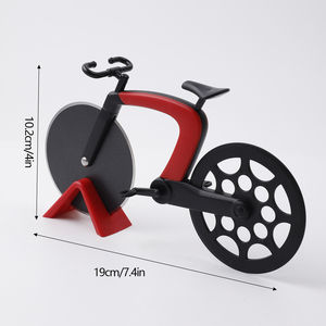 Roue à <span class=keywords><strong>pizza</strong></span> en forme de vélo avec support, surface givrée antiadhésive, couteau à <span class=keywords><strong>pizza</strong></span> en acier inoxydable, trancheuse à <span class=keywords><strong>pizza</strong></span>, gadgets de cuisine - Product Image 4