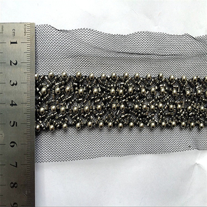 Bán buôn tay làm sequin thêu vải tuyn ren ngọc trai đính cườm ren trang trí pháp lưới ren TRIM - Product Image 3