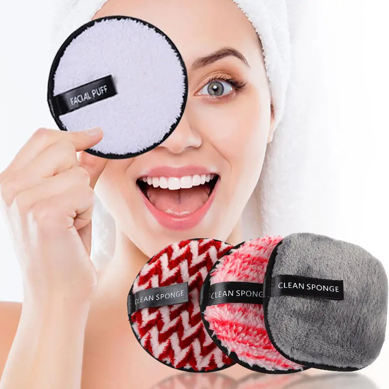 Özelleştirilmiş özel etiket yıkanabilir mikrofiber pamuk yüz temizleme makyaj toz bezi sökücü kullanımlık makyaj kaldırma pedleri