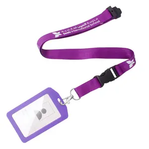 Atacado Personalizado Impresso RPET Lanyard com ID Card Badge Holder Breakaway Segurança Buckle Poliéster Lanyards