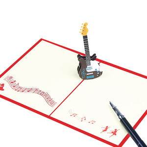 Nuevo diseño Feliz cumpleaños 3D guitarra Pop Up <span class=keywords><strong>tarjetas</strong></span> <span class=keywords><strong>de</strong></span> agradecimiento corte láser personalizado tarjeta <span class=keywords><strong>de</strong></span> felicitación hecha a mano con sobre - Product Image 5